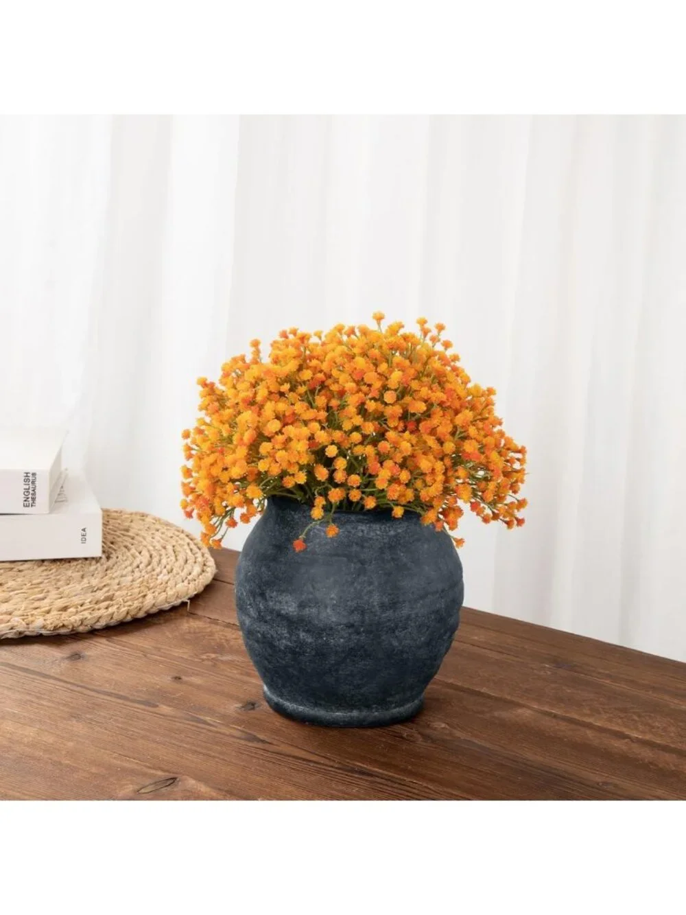 Rustic Vintage Ceramic Vase - 6.1'' Farmhouse Decor, Distressed Texture, Wide